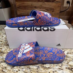 Adidas  Floral Slide Sandals - Blue and Orange